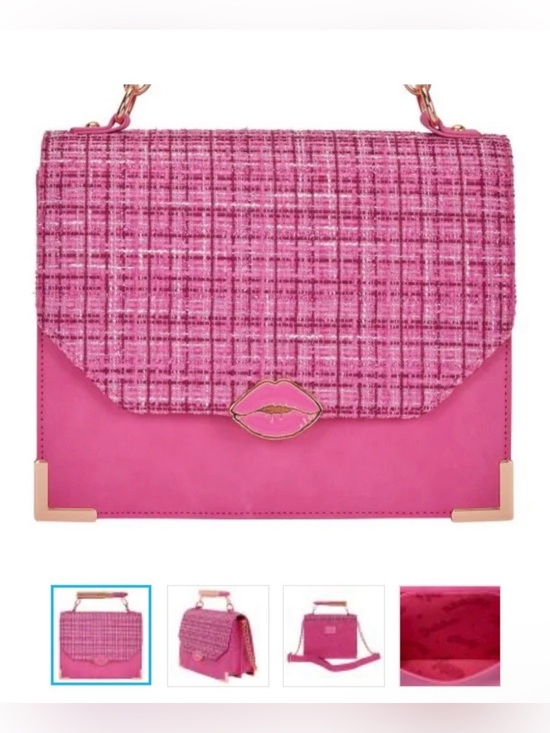 Loungefly Handbags - Mean Girls Loungefly Pink Tweed & Faux Leather Crossbody with Lipstick Clasp NWT